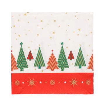 Serviete, 3-slojne zložene 1/4 33 cm x 33 cm "Plain Christmas Trees"