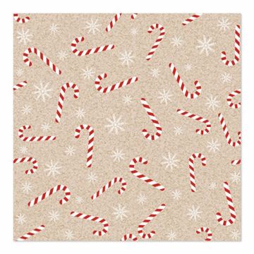 Serviete, 3-slojne zložene 1/4 33 cm x 33 cm narava "Candy Canes" iz recikliranega papirja