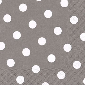 Serviete, 3-slojne zložene 1/4 40 cm x 40 cm siva "Dots"