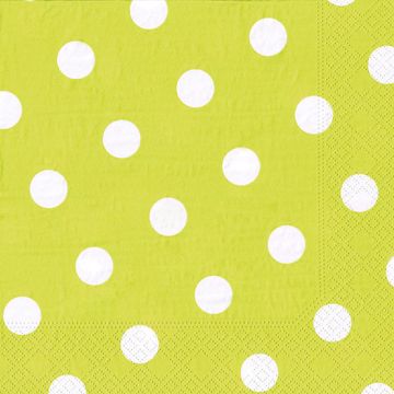 Serviete, 3-slojne zložene 1/4 40 cm x 40 cm limeta "Dots"