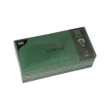 Serviete "DAILY Collection" zložene 1/4 24 cm x 24 cm temno zelena