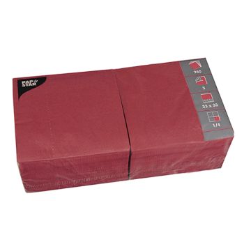 Serviete, 3-slojne zložene 1/4 33 cm x 33 cm bordeaux