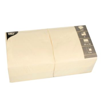 Serviete, 3-slojne zložene 1/4 33 cm x 33 cm krem