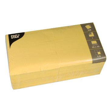 Serviete, 1-slojne zložene 1/4 33 cm x 33 cm rumena