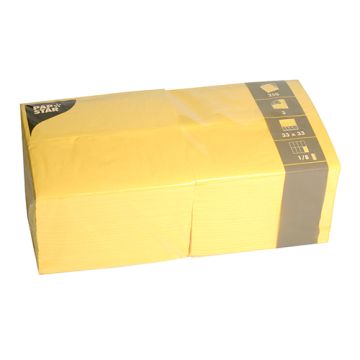 Serviete, 3-slojne zložene 1/8 33 cm x 33 cm rumena
