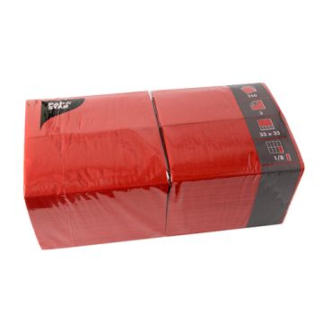 Serviete, 3-slojne zložene 1/8 33 cm x 33 cm rdeča