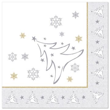 Serviete "ROYAL Collection" zložene 1/4 40 cm x 40 cm srebrna "X-Mas Elegance"