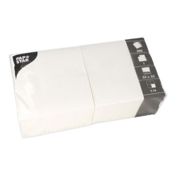 Serviete, 1-slojne zložene 1/4 33 cm x 33 cm bela