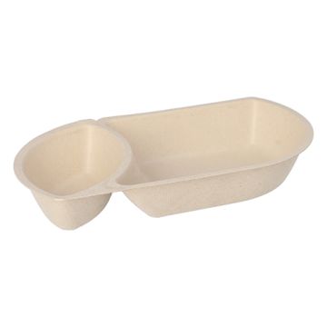 Snacktrays sladkorni trs 2-razdelka 3,6 cm x 12,4 cm x 22,4 cm narava