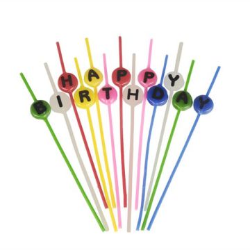 Špageti svečke-set 16 cm sortirane barve "Happy Birthday"