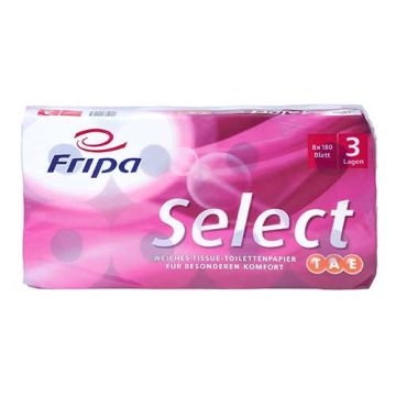Toaletni papir, 3-slojni, tissue, svetlo bel Ø 12 cm · 13 cm x 9,8 cm svetlo bela "Select TAE" 180 lističev