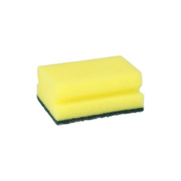 Čistilna goba, abraziv kvadratna 4,1 cm x 9,5 cm x 6,8 cm rumena/zelena z oprijemom, abraziv