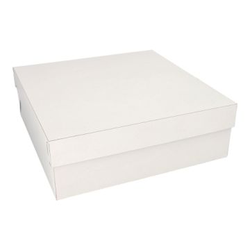 Karton za torte s pokrovom kvadratna 30 cm x 30 cm x 10 cm bela