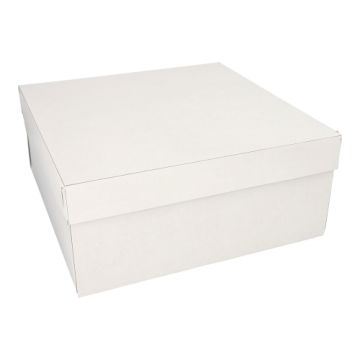 Karton za torte s pokrovom kvadratna 30 cm x 30 cm x 13 cm bela