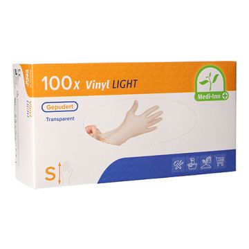"Medi-Inn PS" Vinyl rokavice, s pudrom "Light" prozorna velikost S