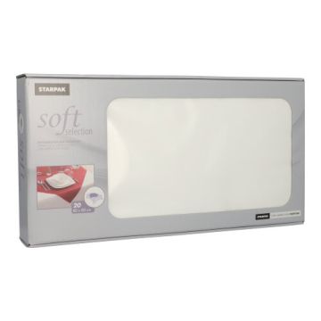 Namizni prti, kot blago, netkani "soft selection" 80 cm x 80 cm bela