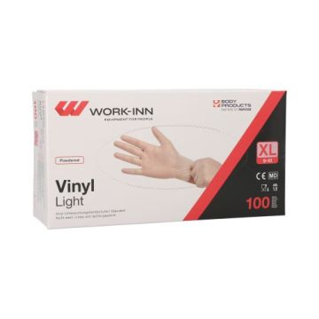 "WORK-INN" Vinyl rokavice, s pudrom "Light" prozorna velikost XL