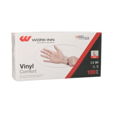 "WORK-INN/PS" Vinyl rokavice, brez pudra "Comfort" prozorna velikost L