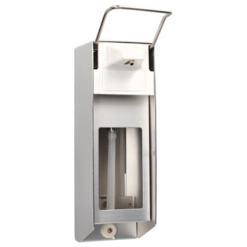 Stenski dozirnik 28,5 cm x 9,5 cm x 16 cm "aluminij" 1000 ml, Dozirnik s kratkim vzvodom + Pokrov