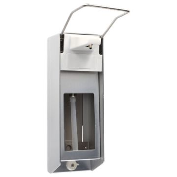 Stenski dozirnik 28,5 cm x 9,5 cm x 23 cm "aluminij" 1000 ml, Dolg vzvod + Pokrov