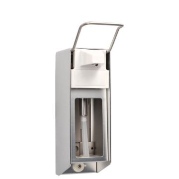Stenski dozirnik 27,5 cm x 8,5 cm x 16 cm "aluminij" 500 ml, Dozirnik s kratkim vzvodom vklj. pokrov