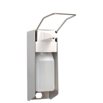 Stenski dozirnik 27,5 cm x 8,5 cm x 23 cm "aluminij" 500 ml, Dolg vzvod, vklj. prazna plastenka