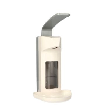 Stenski dozirnik 30 cm x 15 cm x 21 cm bela "Plastika" 500 ml s podstavkom za kapljanje