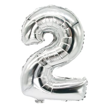 Balon iz folije 35 cm x 20 cm srebrna "2"