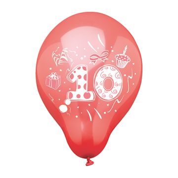 Baloni s številkami Ø 25 cm sortirane barve "10"