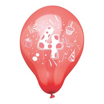Baloni s številkami Ø 25 cm sortirane barve "4"