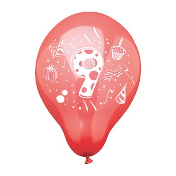 Baloni s številkami Ø 25 cm sortirane barve "9"