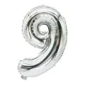 Zahlen-Luftballons aus Folie 35 x 20 cm silber "9" - Bild 1 thumbnail